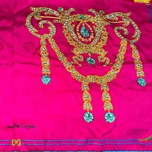 Must de Cartier Pink Jeweled Silk Scarf